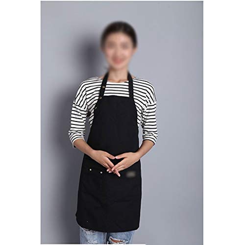 Liutao Delantales Delantal de Lona Café asado Inicio Leche Té Catering Hombres y Mujeres Monos Chef Delantal Durable Delantales (Color : Black, tamaño : 74.5 * 67.5cm)