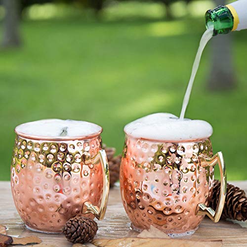 LIVEHITOP 2 Pieza Moscow Mule Taza de Cobre con Costers, Mula de Moscú Copas de cóctel para Fiesta, Bar, Casa, Hotel (Pack of 2)