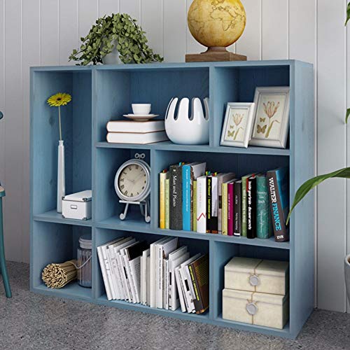 Living Room Librerías Unidad y vitrina Librería azul con cubos abiertos de 3 pisos y 8 rejillas Almacenamiento en estantería independiente Mueble del salón ( Color : Azul , tamaño : 96*24*80cm )