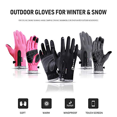 Lixada Guantes Cálidos de Invierno Polar a Prueba de Viento Pantalla Táctil Impermeable Deportes Ciclismo/Esquí/Guantes de Trabajo Al Aire Libre