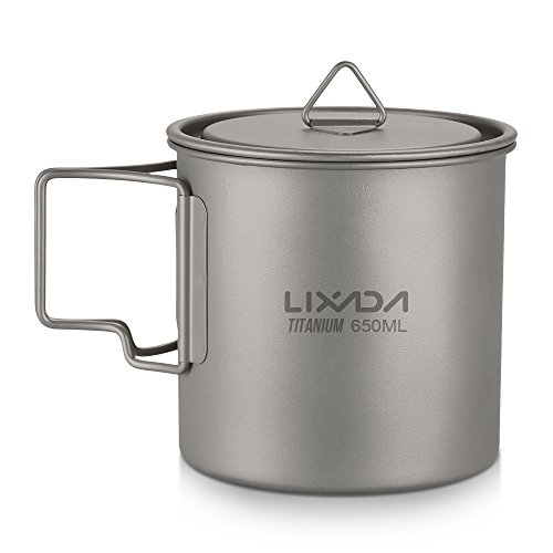 Lixada Titanio Taza Portable Camping Picnic Taza de Agua con Asa Plegable 300ml / 350ml / 420ml / 550ml / 650ml / 750ml