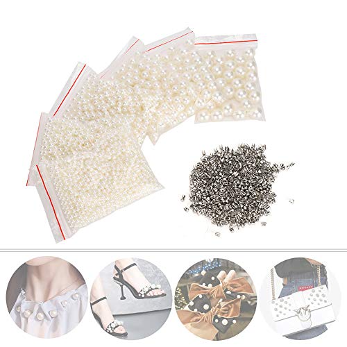 Liyeehao Art Faux Pearls, DIY White Faux Pearl Bead Kit Cuentas de Maquillaje DIY Accesorios de joyería para aretes Pulsera Collar Fabricación Faux Pearl Conjunto de Joyas Faux Pearl Craft Beads