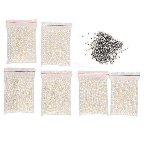 Liyeehao Art Faux Pearls, DIY White Faux Pearl Bead Kit Cuentas de Maquillaje DIY Accesorios de joyería para aretes Pulsera Collar Fabricación Faux Pearl Conjunto de Joyas Faux Pearl Craft Beads