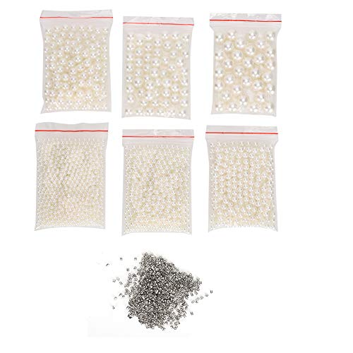 Liyeehao Art Faux Pearls, DIY White Faux Pearl Bead Kit Cuentas de Maquillaje DIY Accesorios de joyería para aretes Pulsera Collar Fabricación Faux Pearl Conjunto de Joyas Faux Pearl Craft Beads