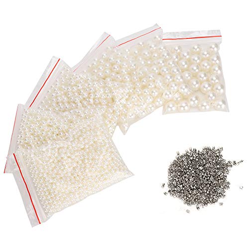 Liyeehao Art Faux Pearls, DIY White Faux Pearl Bead Kit Cuentas de Maquillaje DIY Accesorios de joyería para aretes Pulsera Collar Fabricación Faux Pearl Conjunto de Joyas Faux Pearl Craft Beads