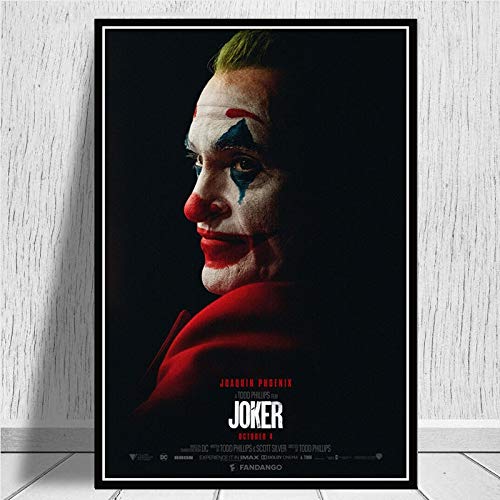 LKJHGU Póster de Joker sin Marco Joaquin Phoenix Estrella de Hollywood póster de cómics de película Impresiones en Lienzo Pintura artística Cuadros de Pared para Sala de Estar hogar