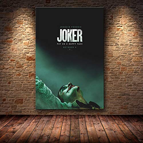 LKJHGU Sin Marco Hollywood Joaquin Phoenix póster Imprime Joker póster película cómic Arte Lienzo Pintura al óleo Cuadros de Pared para Sala de Estar decoración del hogar