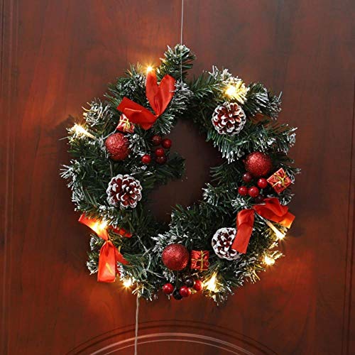 LLAAIT Christmas Xmas Home Decorative Wreath LED Door Hanging Garland Wall Door Garland with String Light Christmas Home Decoration,B 25CM,Spain