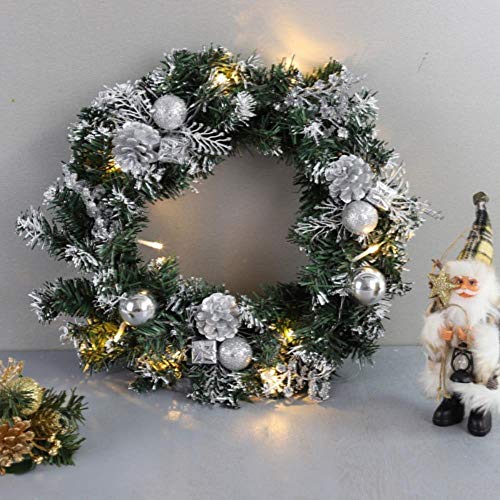 LLAAIT Christmas Xmas Home Decorative Wreath LED Door Hanging Garland Wall Door Garland with String Light Christmas Home Decoration,B 25CM,Spain