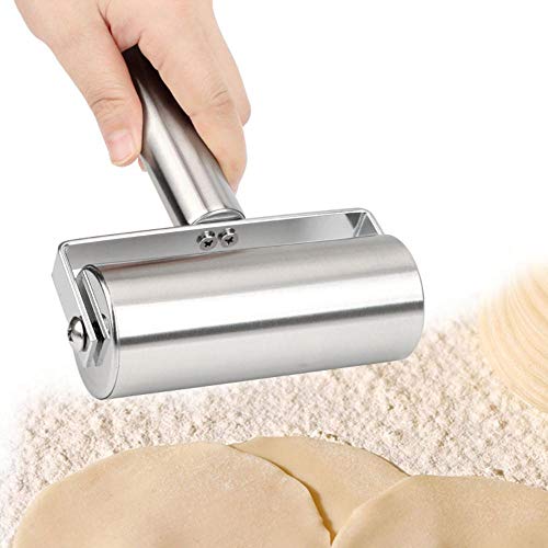 LLAAIT Herramientas de Cocina Simples Masa para Hornear Pastel de Pizza Galletas Pasteles de Acero Inoxidable Pizza Fondant Bakers Roller Metal Kitchen Kitchen Tool, D, España