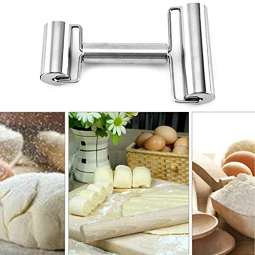 LLAAIT Rodillo de Acero Inoxidable Pastelería Pizza Fondant Bakers Roller Metal Utensilios de Cocina Herramientas para Hornear Masa Pizza Pie Cookies, A, España