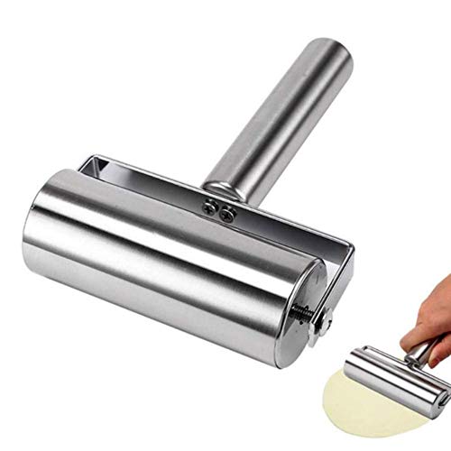 LLAAIT Rodillo de Acero Inoxidable Pastelería Pizza Fondant Bakers Roller Metal Utensilios de Cocina Herramientas para Hornear Masa Pizza Pie Cookies, A, España