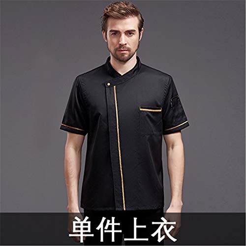 LLDKA De Manga Corta del Uniforme del Cocinero, ama de casa, Ropa de Cocina, Ropa de Trabajo Restaurante, cafetería, Restaurante, barbería,Negro,XXL