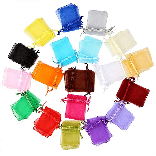 Locisne Paquete de 120 Bolsas de Organza, 20 Colores Bolsas Favor de La Boda Fiesta de Envoltura de Regalos Bolsas de Dulces Bolsas de Joyería Bolsas de Lazo, 7 * 9 cm + 10 * 12 cm