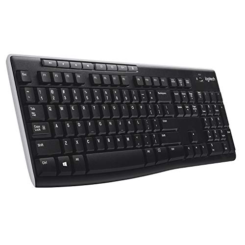 Logitech K270 Teclado Inalámbrico para Windows, 2,4 GHz con Receptor USB Unifying, 8 Teclas Programables, Batería 24 Meses, Disposición QWERTY Español, Color Negro