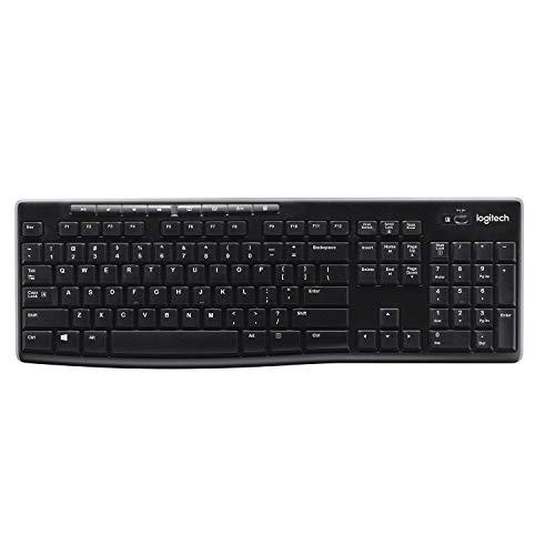 Logitech K270 Teclado Inalámbrico para Windows, 2,4 GHz con Receptor USB Unifying, 8 Teclas Programables, Batería 24 Meses, Disposición QWERTY Español, Color Negro