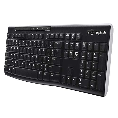 Logitech K270 Teclado Inalámbrico para Windows, 2,4 GHz con Receptor USB Unifying, 8 Teclas Programables, Batería 24 Meses, Disposición QWERTY Español, Color Negro