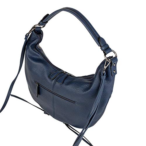 Lois - Bolso Bandolera de Mujer Mediano. Tipo Góndola y Hobo. Cierre Cremallera. Ideal para Diario. Cuero PU Perforado Polipiel. Práctico Cómodo y Original. Marca. 304748, Color Marino