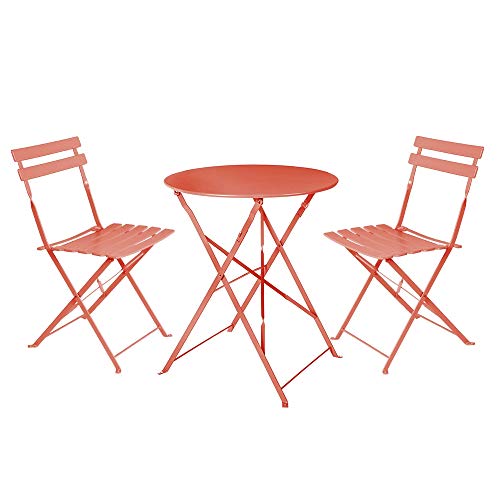 LOLAhome Conjunto de Mesa y 2 sillas para Exterior de Acero (Coral)