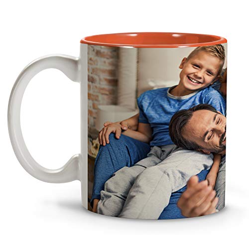 LolaPix Tazas Personalizadas con Foto. Regalos Personalizados con Foto. Taza Personalizada de Cerámica. Taza con Color Interior Naranja