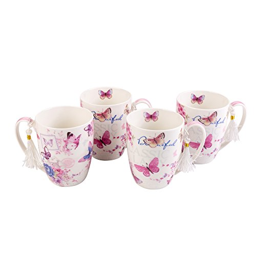 London Boutique K414 - Juego de tazas de regalo, diseño de mariposa