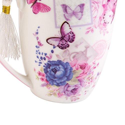 London Boutique K414 - Juego de tazas de regalo, diseño de mariposa