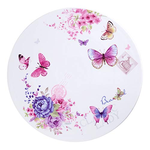 London Boutique - Plato de porcelana para tartas, 30,5 cm con paleta desgastada y sofisticada con diseño de búho en caja de regalo