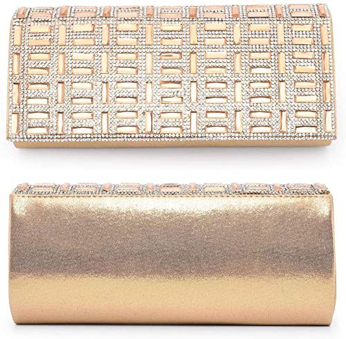 LONGBLE - Bolso de noche para mujer, con solapa de cristal brillante, con cadena, como boda, Navidad, Año Nuevo, cumpleaños, regalo para novia, madre, fiesta, bolso elegante, para mujer