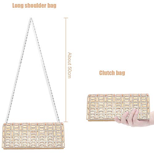 LONGBLE - Bolso de noche para mujer, con solapa de cristal brillante, con cadena, como boda, Navidad, Año Nuevo, cumpleaños, regalo para novia, madre, fiesta, bolso elegante, para mujer