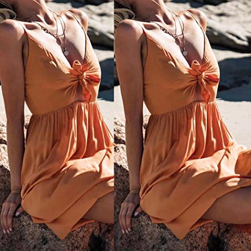 Longra vestidos mujer cortos Vestido largo sin mangas con cordones para mujer Sexy Beach Tie Sling