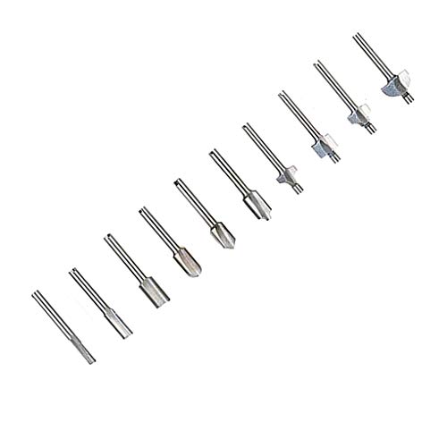 Lorsoul 10PCS / Set 1/8"Broca HSS Fresas de Madera Fresa Mini Herramienta de la Amoladora eléctrica 3.2mm Trimmer Fresa de Espiga