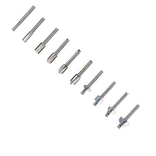 Lorsoul 10PCS / Set 1/8"Broca HSS Fresas de Madera Fresa Mini Herramienta de la Amoladora eléctrica 3.2mm Trimmer Fresa de Espiga