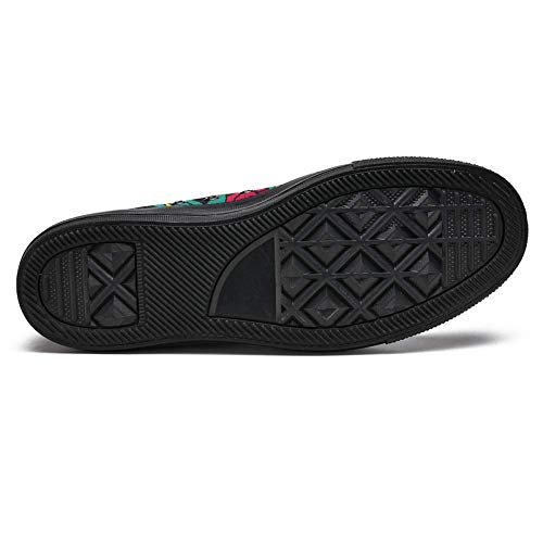 LORVIES - Calavera de gato de azúcar con diseño de flor de adorno floral, zapatillas altas de tela para hombre, (multicolor), 40.5 EU