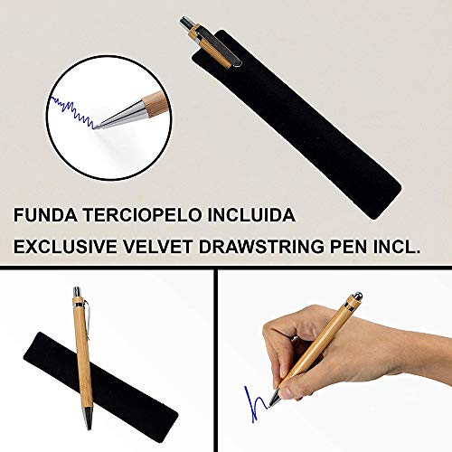 Lote 10 x Elegante Bolígrafo para Regalar • Boligrafos Bonitos con cuerpo de Bambú Natural • Boligrafos para Regalar Economicos y Originales