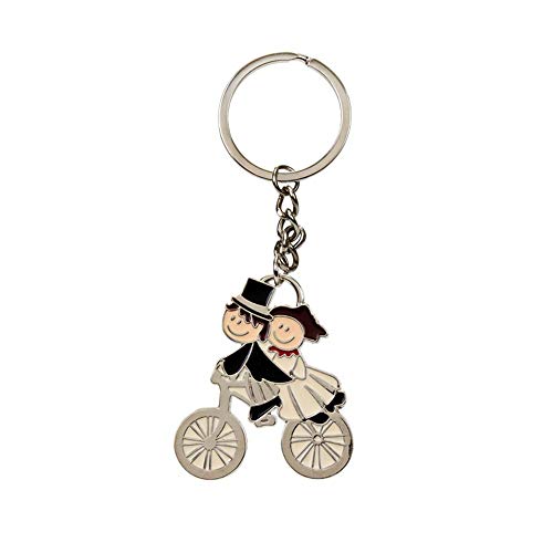 Lote de 15 Elegantes Llaveros Decorativos Personalizables"Novios Bicicleta". Recuerdos y Complementos. Regalos Originales. Llaves.Detalles de Bodas, Comuniones, Bautizos, Cumpleaños. CC.