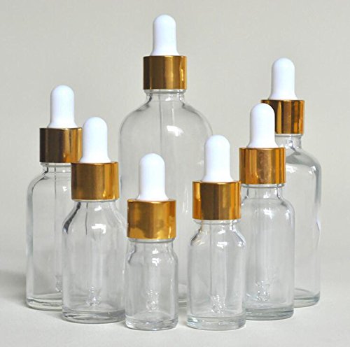 Lote de 4 cuentagotas de cristal, para aceites esenciales, perfumes, líquidos para los ojos, cosméticos y más, con pipeta de cristal (transparentes) 30 ml transparente