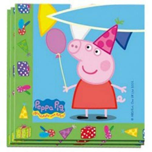 Lote de Cubiertos Infantiles"Peppa Pig" (8 Vasos, 8 Platos,20 Servilletas y 1 Mantel .Vajillas. Juguetes y Regalos Baratos para Fiestas de Cumpleaños, Bodas, Bautizos y Comuniones.