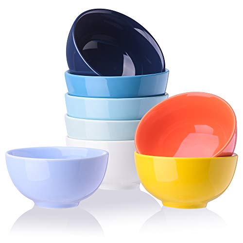 LOVECASA Juego de Cuencos 8PCS Cuencos de Cereales, Tazones Desayuno, Tazón de Merienda, Cuencos de Porcelana Colores