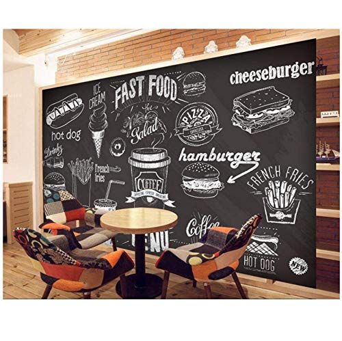 Lovemq Papel Tapiz Personalizado Dibujado A Mano Pizarra Gourmet Postre Comida Rápida Cafetería Restaurante Fondo Pared Fondos De Pantalla 3D-150X100Cm