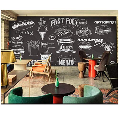 Lovemq Papel Tapiz Personalizado Dibujado A Mano Pizarra Gourmet Postre Comida Rápida Cafetería Restaurante Fondo Pared Fondos De Pantalla 3D-150X100Cm