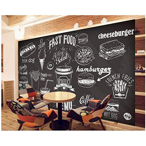 Lovemq Papel Tapiz Personalizado Dibujado A Mano Pizarra Gourmet Postre Comida Rápida Cafetería Restaurante Fondo Pared Fondos De Pantalla 3D-200X130Cm