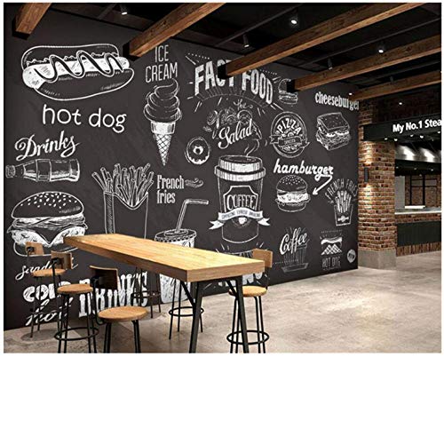 Lovemq Papel Tapiz Personalizado Dibujado A Mano Pizarra Gourmet Postre Comida Rápida Cafetería Restaurante Fondo Pared Fondos De Pantalla 3D-200X130Cm