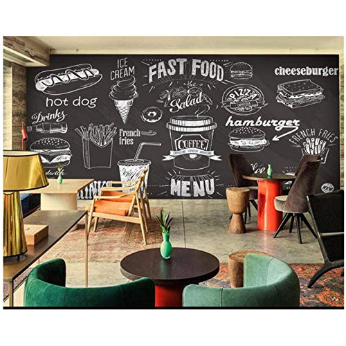 Lovemq Papel Tapiz Personalizado Dibujado A Mano Pizarra Gourmet Postre Comida Rápida Cafetería Restaurante Fondo Pared Fondos De Pantalla 3D-200X130Cm