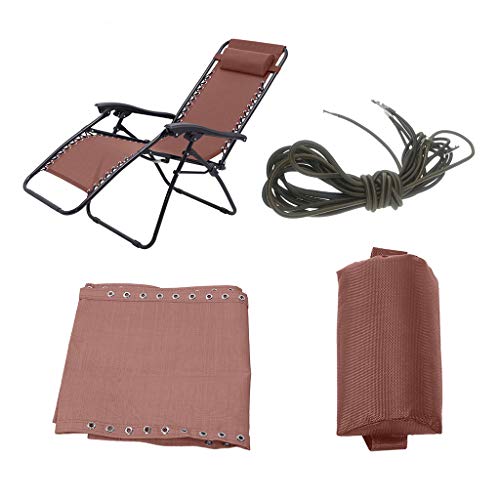 LOVIVER Malla de Repuesto para Sillón Reclinable 160X43cm + Reposacabezas + Cordones 2M + 1.35M - Cordones café