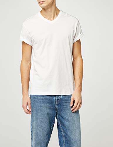 Lower East Herren T-Shirt mit V-Ausschnitt, 5er Pack, Einfarbig, Gr. X-Large, Weiß