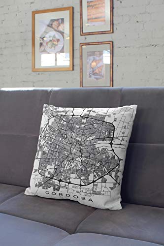 Lplpol Almohada Córdoba Regalos Mapa Argentina Almohada Córdoba Decoración Arte Argentino, Fundas de Almohada Decorativas para Sofá de Hogar Sofá Cama 16x16 pulgadas