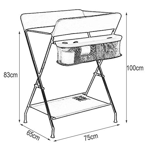 LQBDJPYS - Cambiador de pañales, mesa plegable con almacenamiento, organizador de estación para bebés de 0 a 3 años, ideal para viajar, S-75×60×100Cm