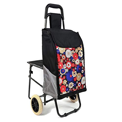 LQBDJPYS Carretilla for/con la Silla Bolsa de Tela Compras/Equipaje Compra/pequeño Carro de Ancianos supermercado Compras Comestibles Acero Carros/Cinco Colores Opcionales Ruedas (Color : #1)