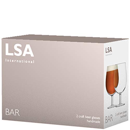 LSA International Copas de Cerveza artesanales, Cristal, Transparentes, 550 ml, Juego de 2