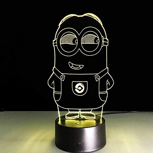 LSDAMN Lámpara de ilusión 3D Luz de noche Led Minions Acrílico Holograma Vision Stereo 7 colores Ka Gradient Atmosphere Lámpara de mesa para niños